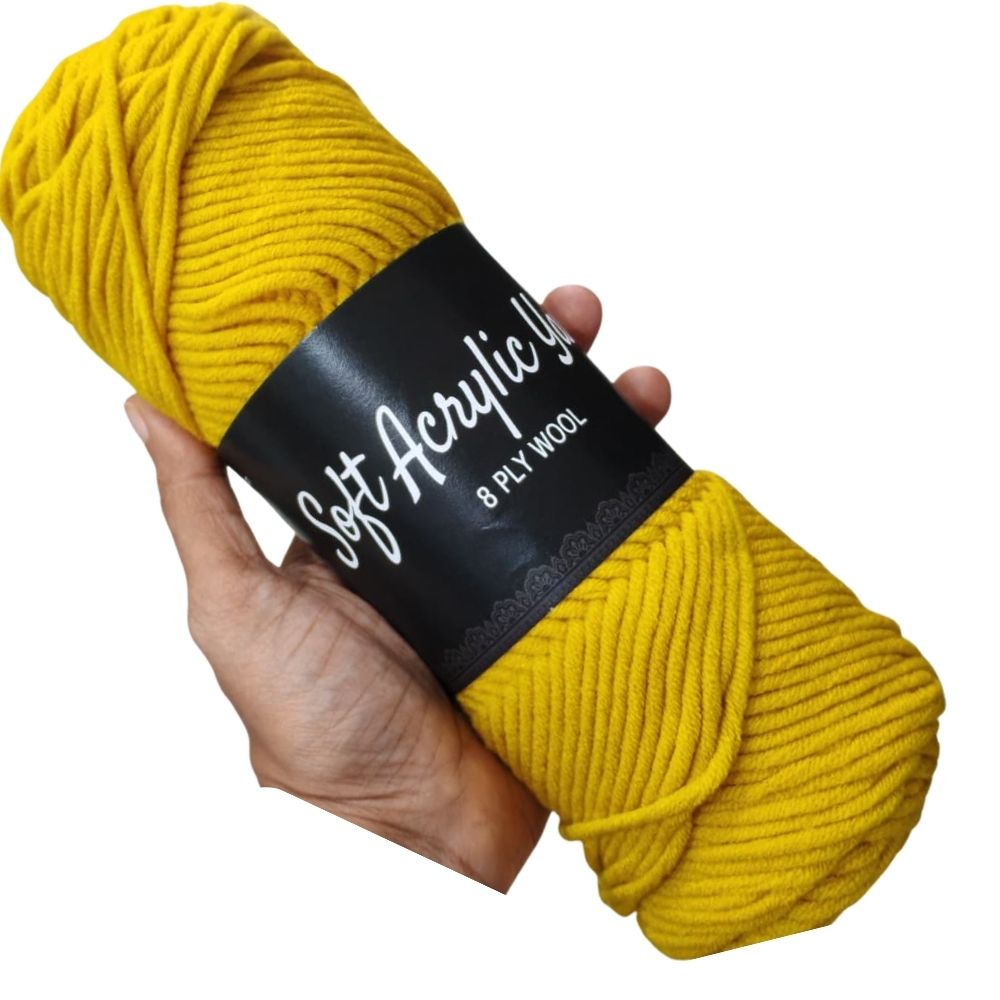 Soft Acrylic Yarn 8 ply Dirty Yellow
