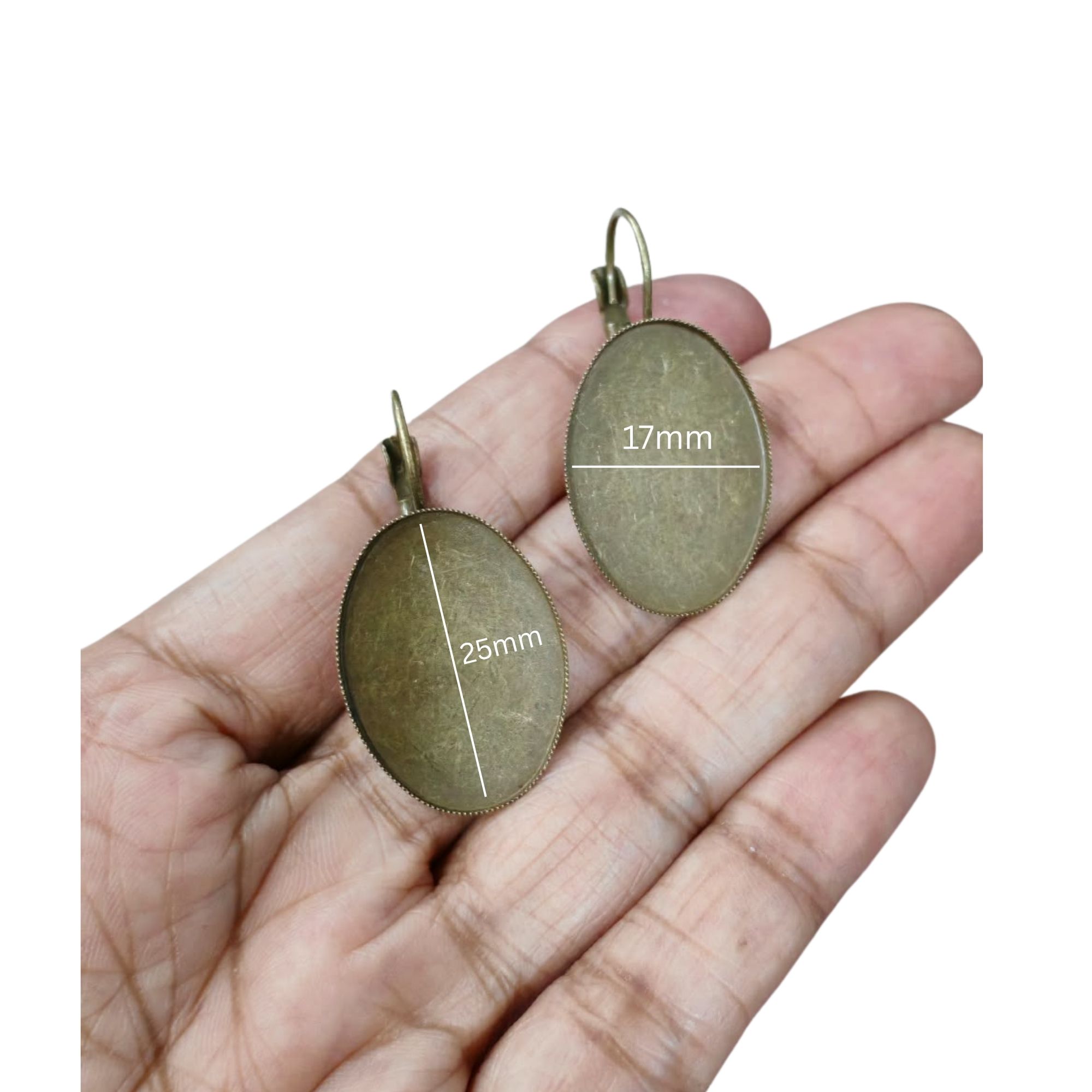 Leverback Earring Antique Bronze Oval Big
