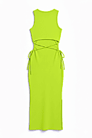 Ribbed Drawstring Midi Dress