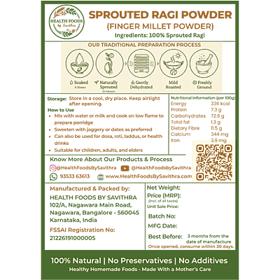 Sprouted Finger Millet (Ragi) Powder
