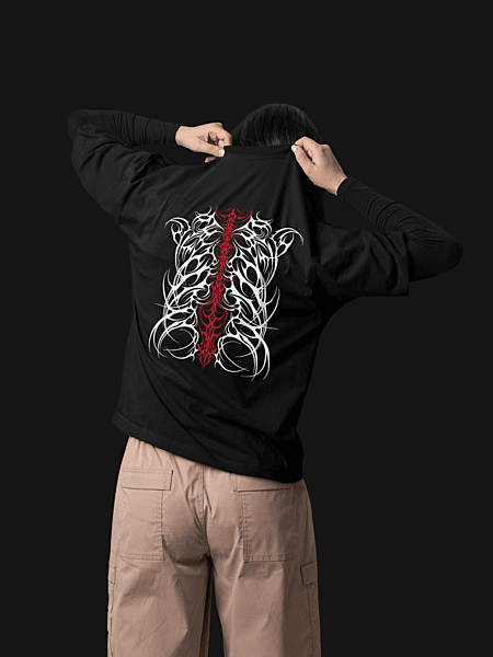 Crimson Sigil Black Oversized T-Shirt