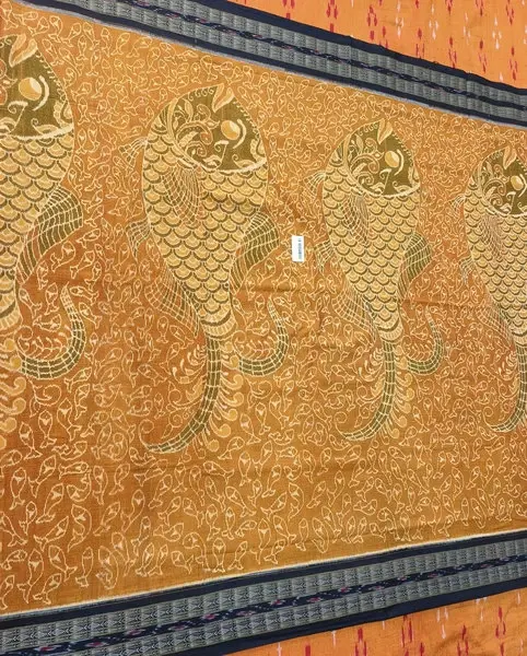 BADA MACHA BANDHA SAREE-YELLOW