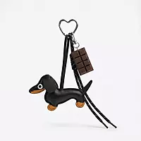 Dachshund Bag Charm Keychain - Black
