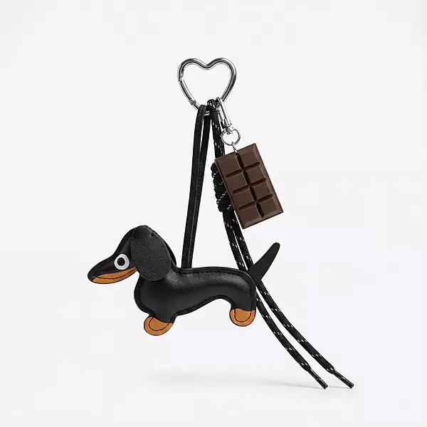 Dachshund Bag Charm Keychain - Black