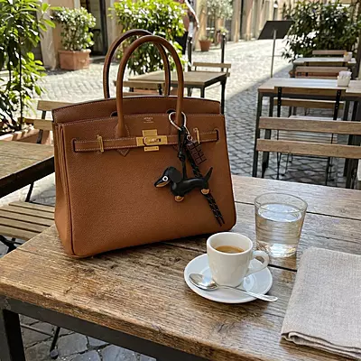 Dachshund Bag Charm Keychain - Black