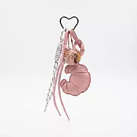 Croissant Bag Charm Keychain - Pink