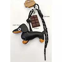 Dachshund Bag Charm Keychain - Black