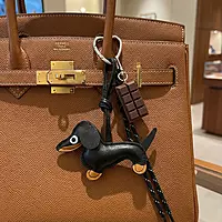 Dachshund Bag Charm Keychain - Black