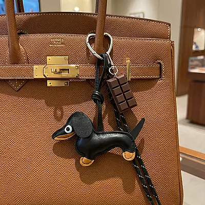 Dachshund Bag Charm Keychain - Black