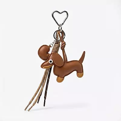 Dachshund Bag Charm Keychain - Brown