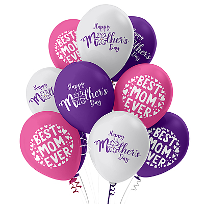 The Magic Balloons - Celebrate This Mother's Day with Our Best Mom Ever and Happy Mother's Day Balloons (Pack of 30 Multicolor Balloons) - Party Supplier
