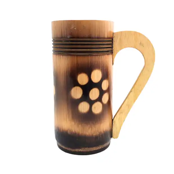 Eco-friendly bamboo coffee mug with wooden handle for sustainable beverage use Eco-friendly bamboo coffee mug with wooden handle for sustainable beverage use