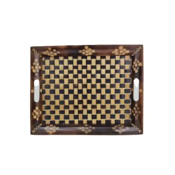 Eco-friendly bamboo jungli tray for rustic serving and natural decor Eco-friendly bamboo jungli tray for rustic serving and natural decor