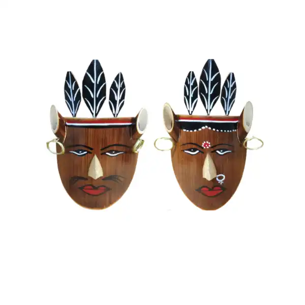 traditional naga bamboo mask pair handmade for tribal wall decor and cultural bamboo art pieces traditional naga bamboo mask pair handmade for tribal wall decor and cultural bamboo art pieces