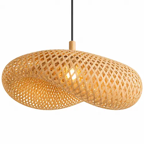 Bamboo Oval Wave Lampshade home lighting leafndeor