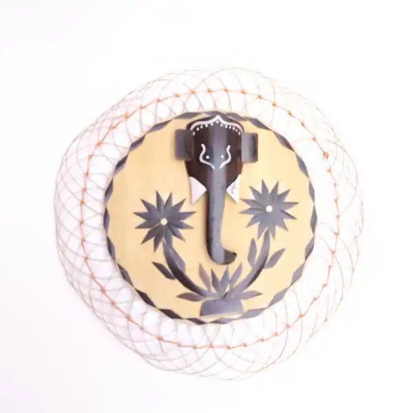 Handcrafted 10 inch Bamboo Round Ganesha Wall Mount for ethnic decor by LeafnDeor Handcrafted 10 inch Bamboo Round Ganesha Wall Mount for ethnic decor by LeafnDeor