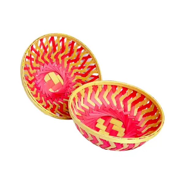 Round bamboo tokri basket for eco-friendly storage, gifting, and rustic organization