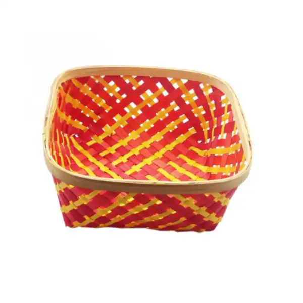 Square bamboo tokri basket for pooja, dry fruits, gifting, and eco storage