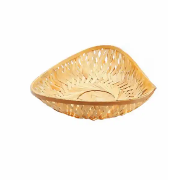 Triangular bamboo tokri basket for pooja, storage, gifting, and decor