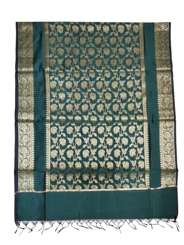 Green Banarasi Silk Dupatta for Women