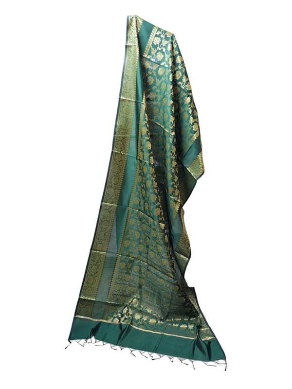 Green Banarasi Silk Dupatta for Women