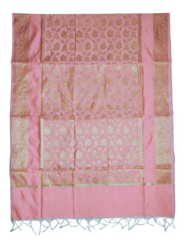 Peach Banarasi Silk Dupatta for Women