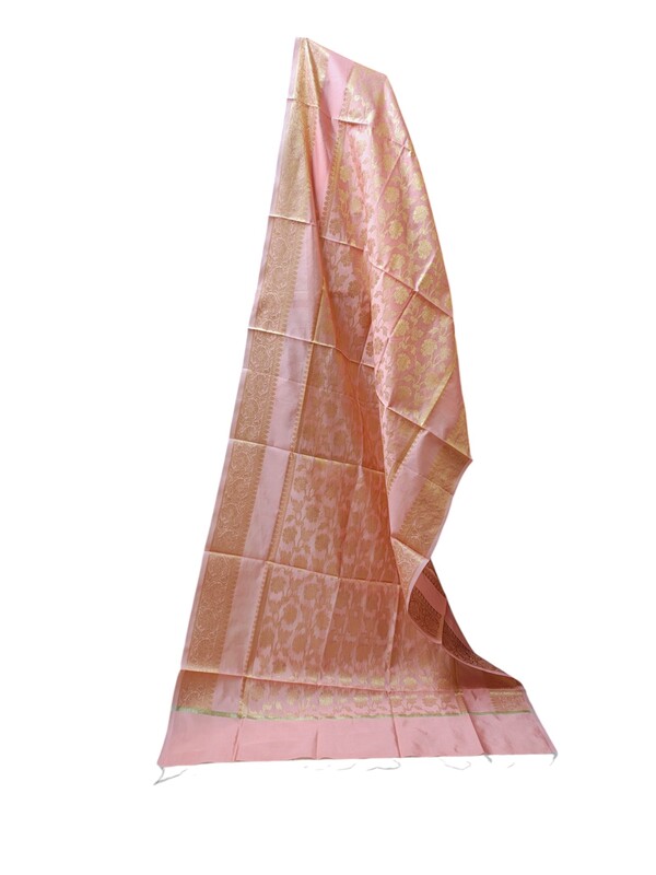 Peach Banarasi Silk Dupatta for Women
