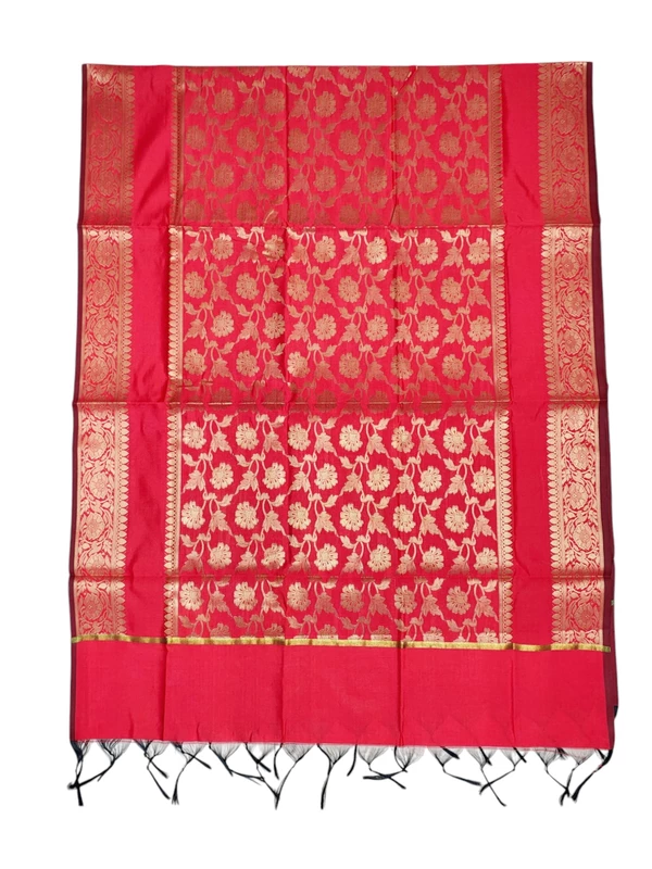Red Banarasi Silk Dupatta for Women