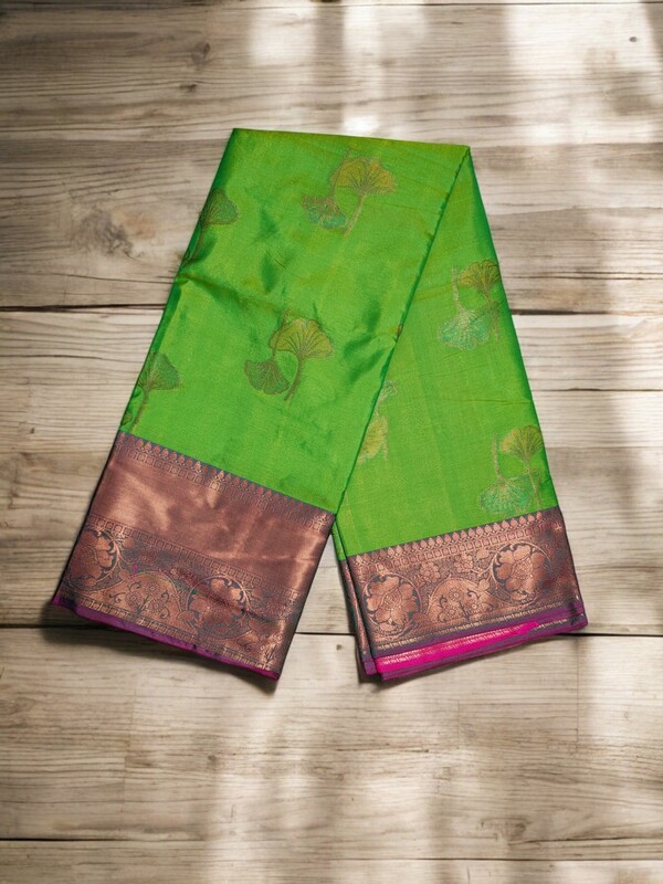Green Banarasi Silk Saree with Unstitched Blouse