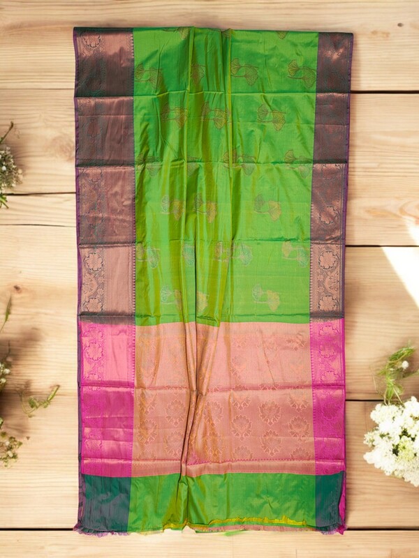 Green Banarasi Silk Saree with Unstitched Blouse