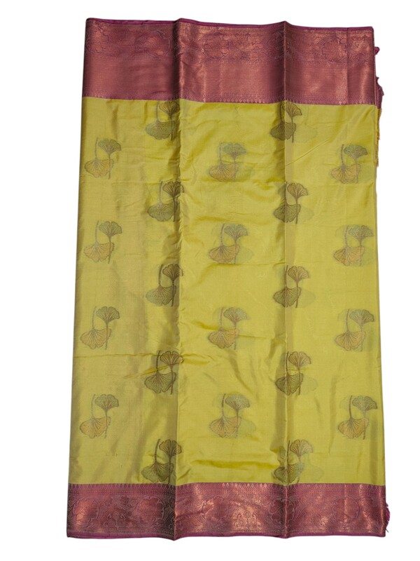 Mustard & Pink Banarasi Silk Saree with Unstitched Blouse