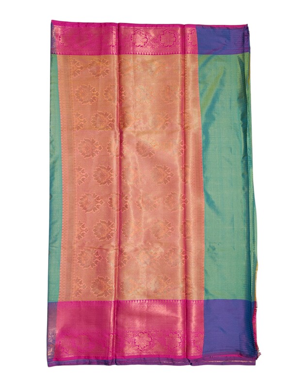 Mint Green Banarasi Silk Saree with Unstitched Blouse