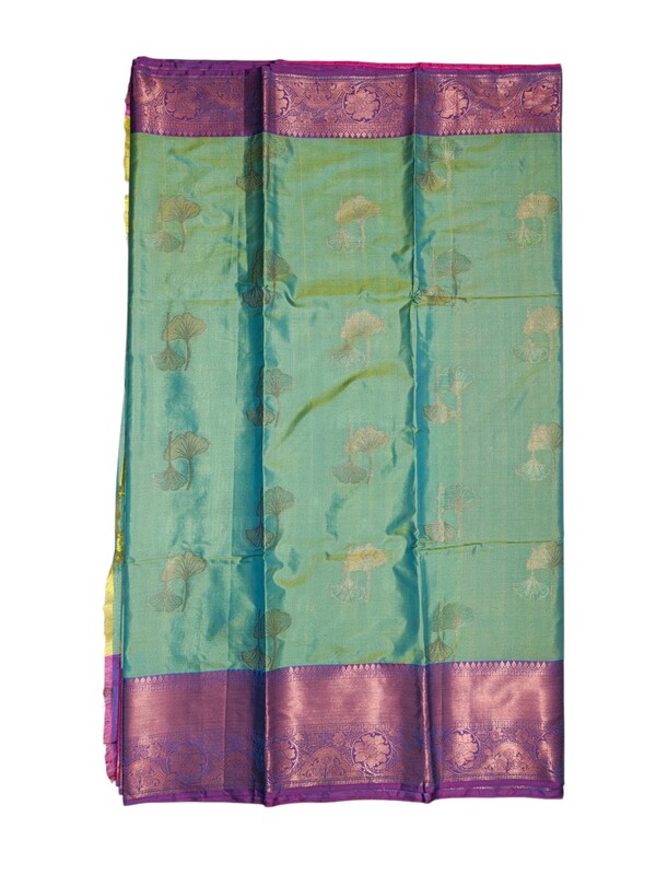 Mint Green Banarasi Silk Saree with Unstitched Blouse