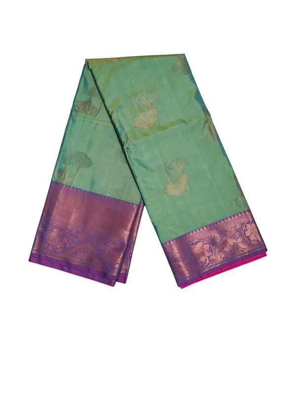 Mint Green Banarasi Silk Saree with Unstitched Blouse