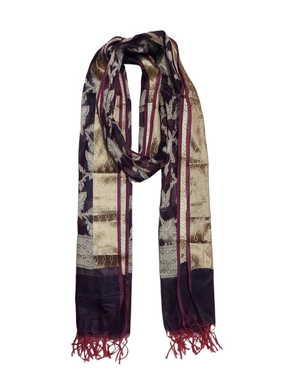Wine Banarasi Chanderi Silk Dupatta for Women