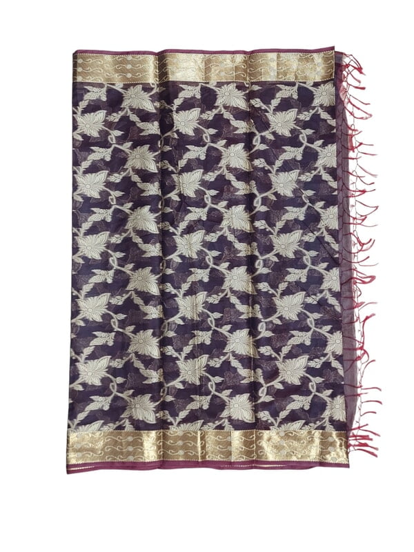 Wine Banarasi Chanderi Silk Dupatta for Women