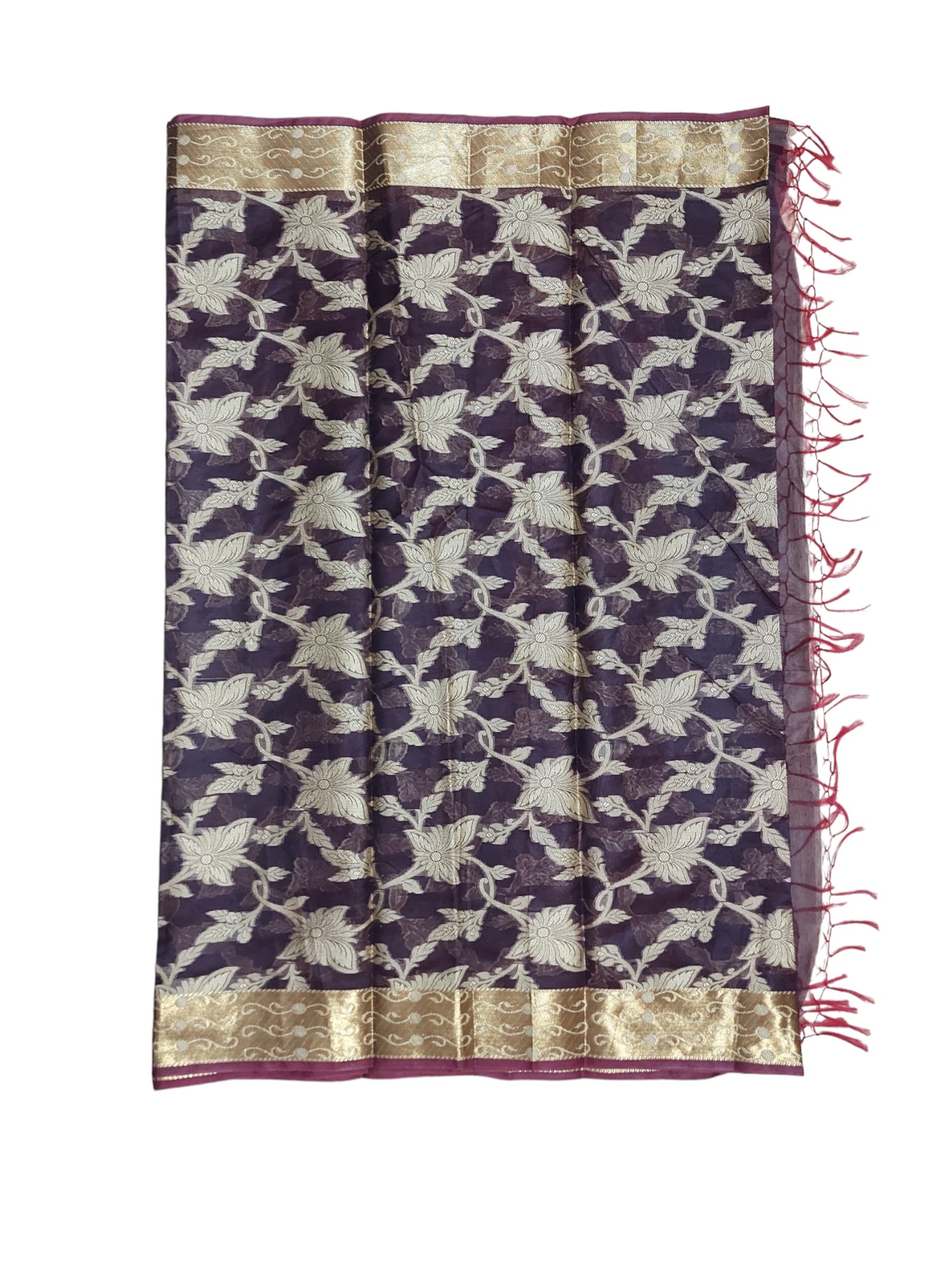 Wine Banarasi Chanderi Silk Dupatta for Women