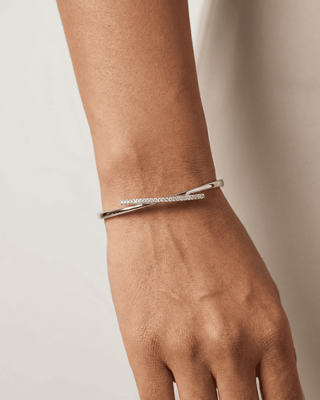 925 Silver Celestial Cross Bypass Bangle