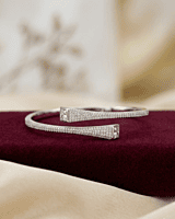 925 Silver Prism Pavé Bypass Bangle