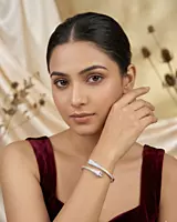 925 Silver Prism Pavé Bypass Bangle