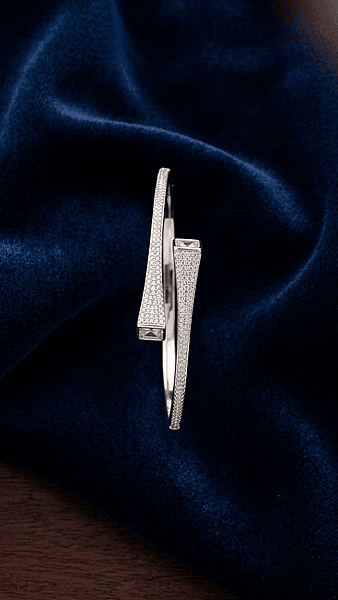 925 Silver Prism Pavé Bypass Bangle