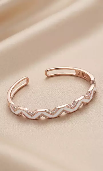 925 Silver Zenith Zigzag Rose Bangle