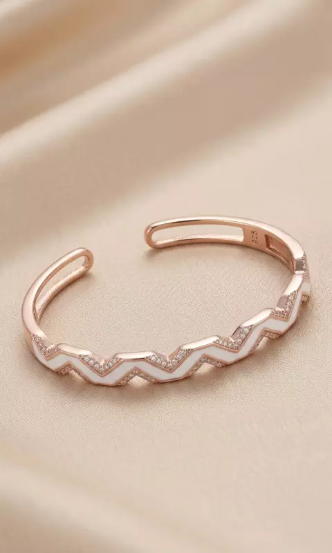 925 Silver Zenith Zigzag Rose Bangle