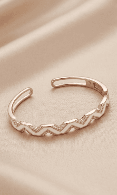 925 Silver Zenith Zigzag Rose Bangle