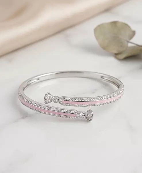 925 Silver Blush Ribbon Bypass Bangle