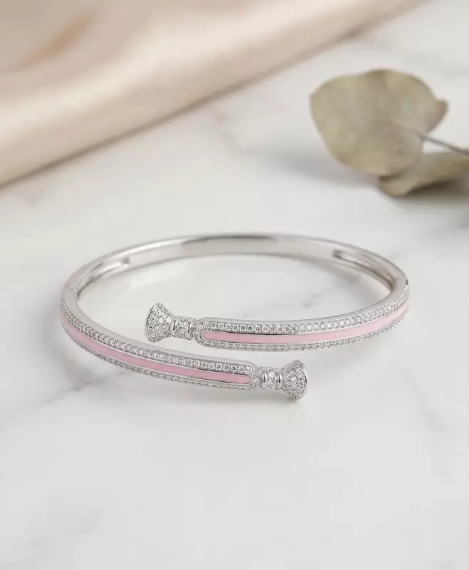 925 Silver Blush Ribbon Bypass Bangle