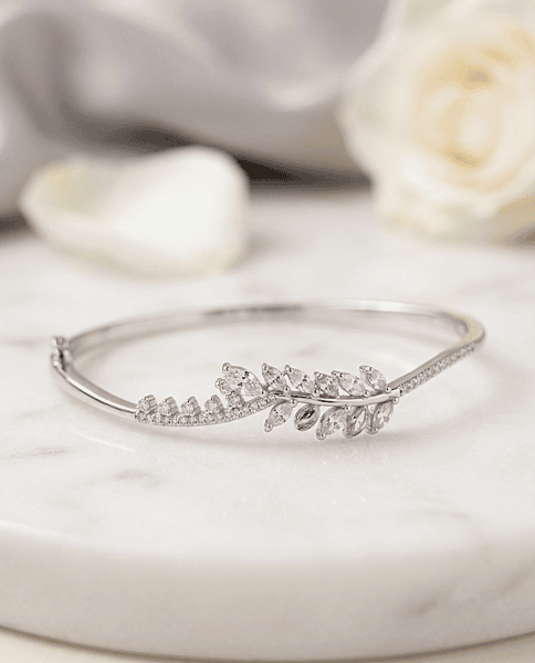 925 Silver Laurel Leaf Radiant Bangle