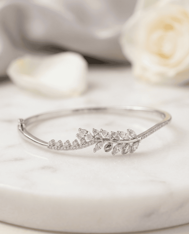 925 Silver Laurel Leaf Radiant Bangle