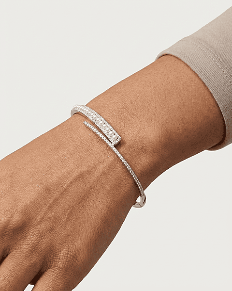 925 Silver Lustrous Harmony Bypass Bangle