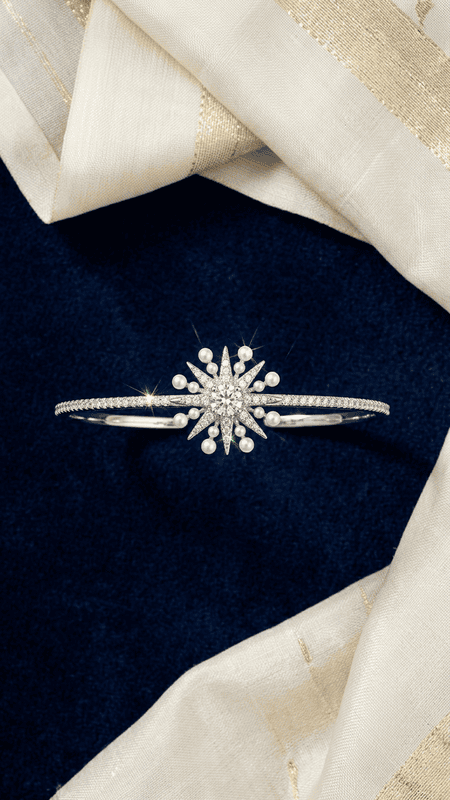 925 Silver Stellar Pearl Starburst Bangle